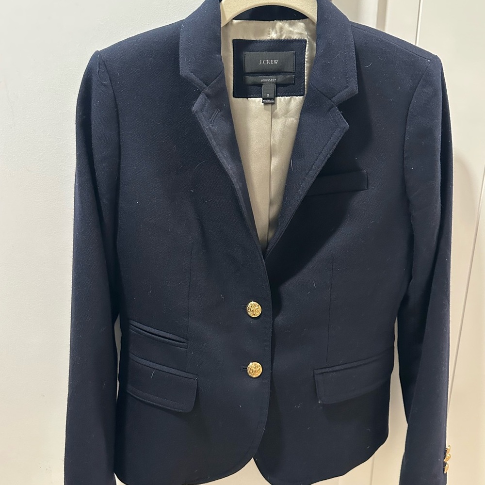 J. Crew Women's Dark Blue Blazer with Gold Buttons